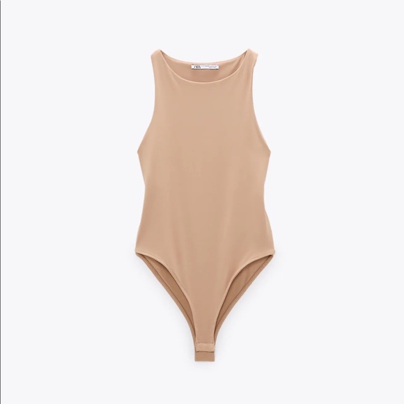Zara halter neck bodysuit - beige-pink